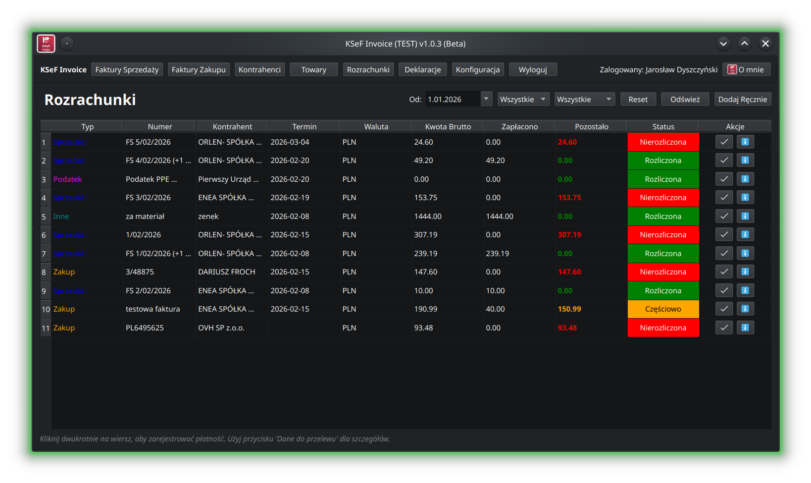 Moduł Rozrachunków
