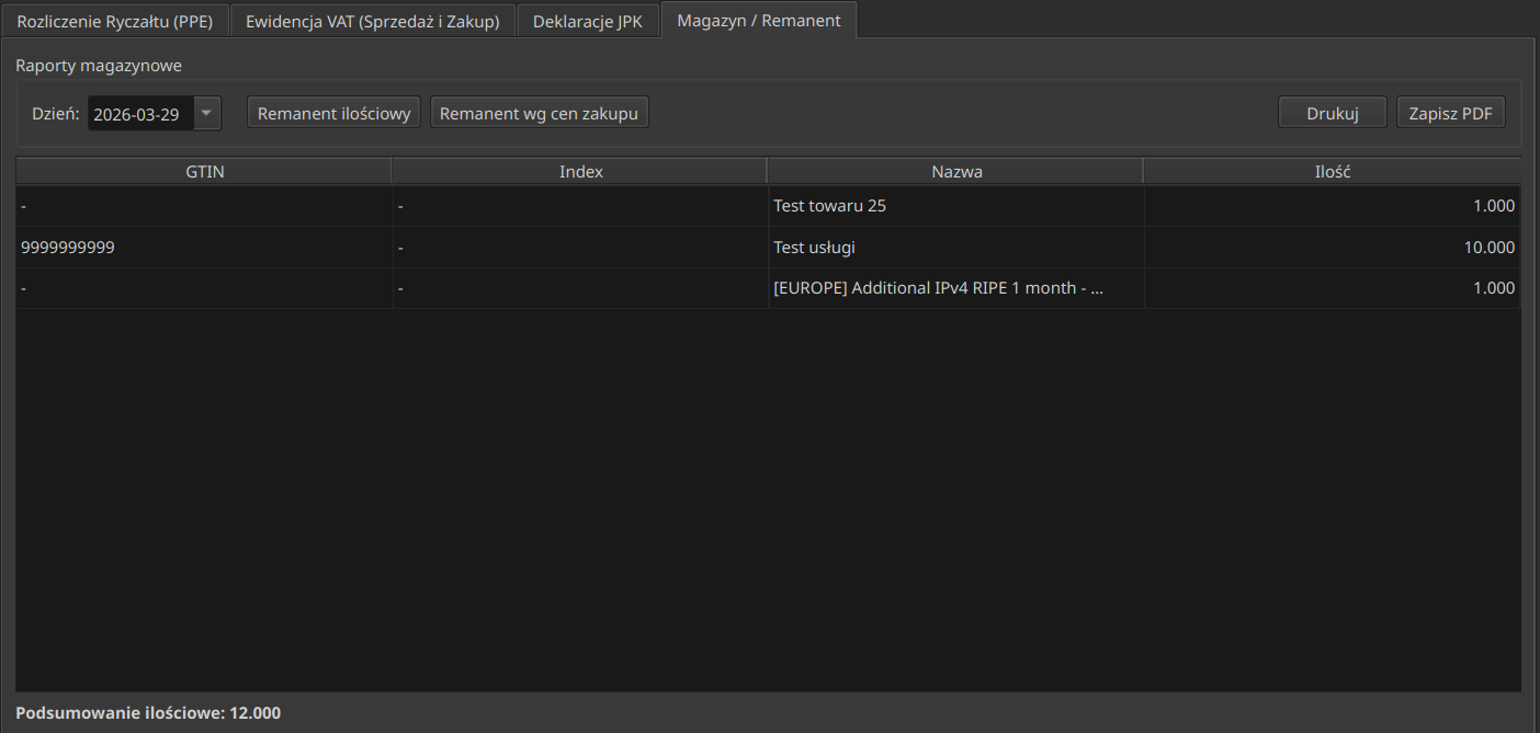 Widok stanów magazynowych